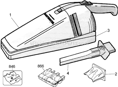 Page A Diagram and Parts List for DB250C Type 1 Black and Decker Hand Vacuum